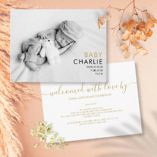 Carte Postale Annonce de naissance simple et élégante pour bébé 