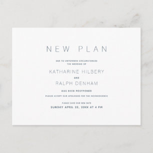 Carte Postale Annonce de nouveau plan de mariage blanc et marine