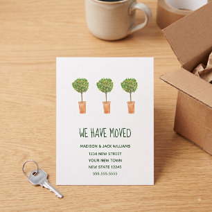 Carte Postale Annonce de nouvelle adresse avec un arbre de baie
