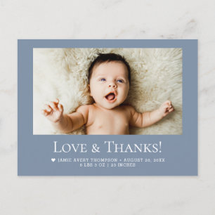 Carte Postale Annonce de photo bébé bleu poussiéreux 1 Amour & M