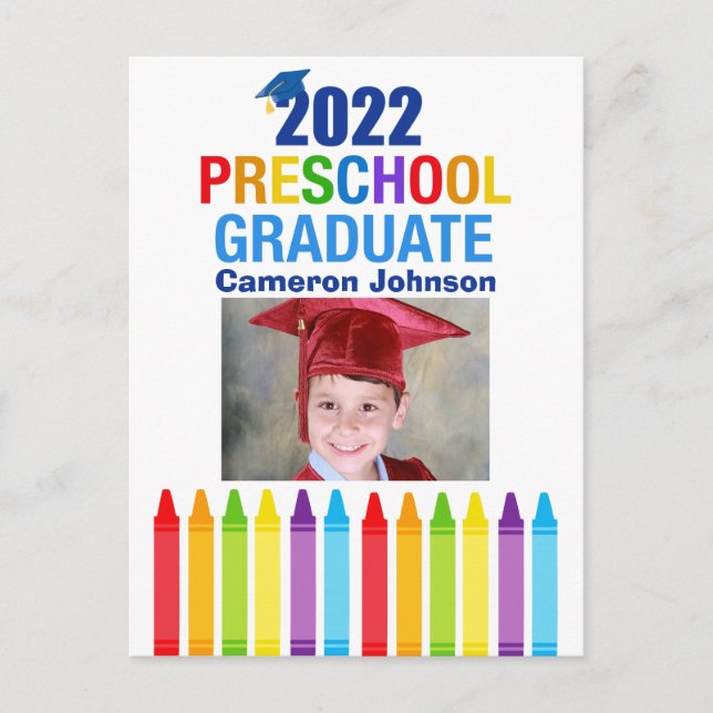 Carte Postale Annonce de photo de diplômé de maternelle 2022 mig (Devant)