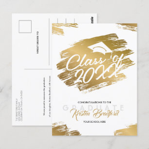 Carte Postale Annonce de remise de diplôme blanche avec trait do