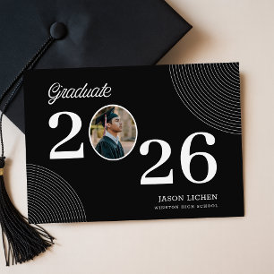 Carte Postale Annonce de remise de diplôme Noir & Blanc Photo de