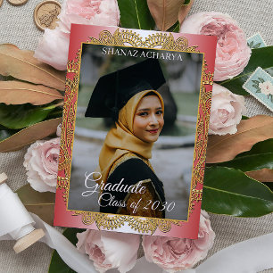 Carte Postale Annonce de remise de diplômes avec mandala doré su