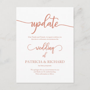Carte Postale Annonce de report de date de mariage Rose Gold