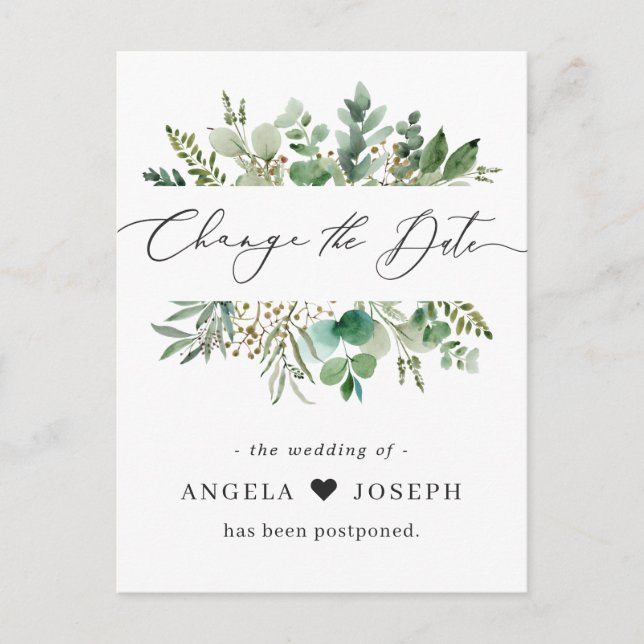 Carte Postale Annonce de report de mariage Changement de date (Devant)