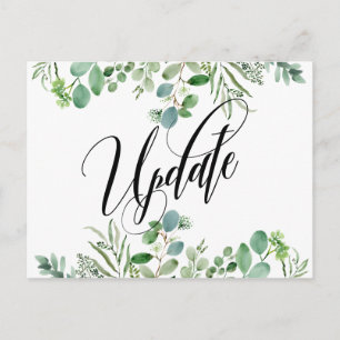 Carte Postale Annonce de report de mariage élégant Eucalyptus