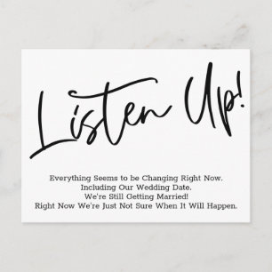 Carte Postale Annonce de report de mariage Listen Up!