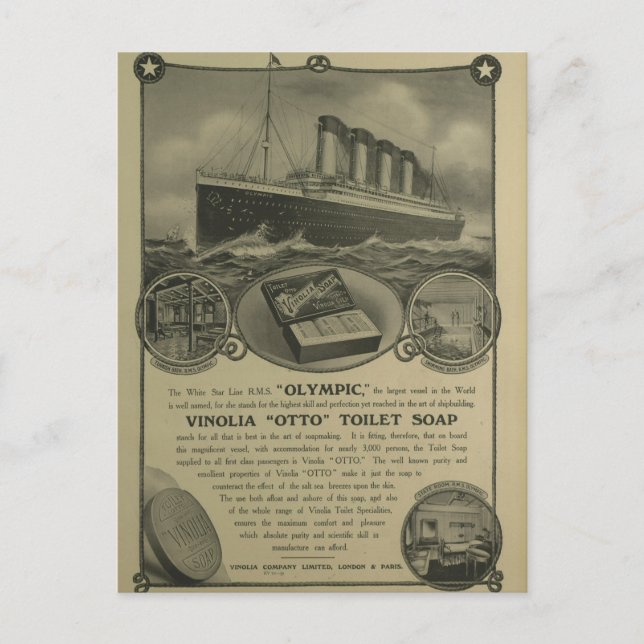Carte Postale Annonce de savon de toilette de Vinolia Otto (Devant)