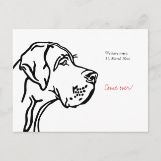 Carte Postale Annonce minimale de dessin de Grand Danois 