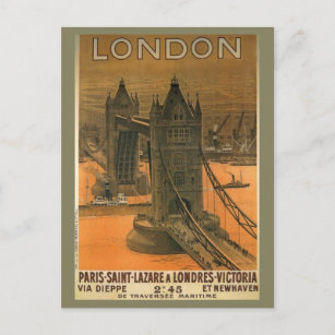 Carte Postale Annonce vintage Paris Railroad Travel