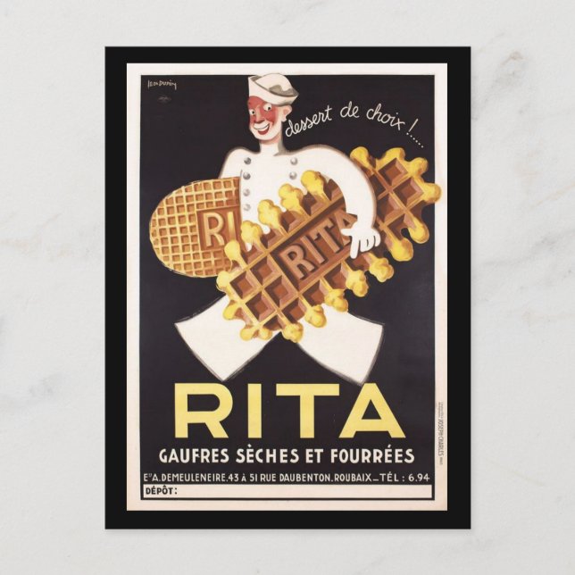Carte Postale Annonce vintage Rita Biscuit (Devant)