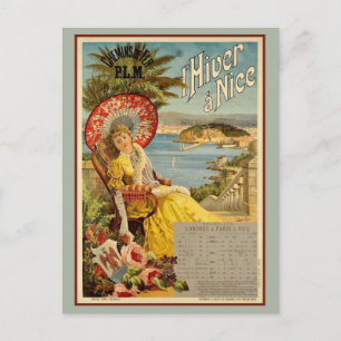 Carte Postale Annonce voyage d'hiver vintage Nice Côte d'Azur