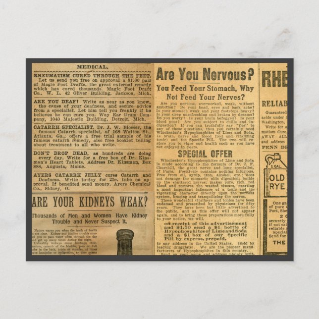 Carte Postale Annonces Médicales 1907 (Devant)