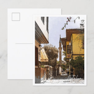 Carte Postale Antalya Turquie belle couleur crayon ville