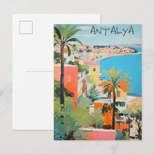 Carte Postale Antalya Turquie Voyage Ville Peinture Esthétique