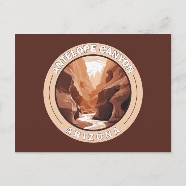 Carte Postale Antelope Canyon Arizona Retro Badge (Devant)