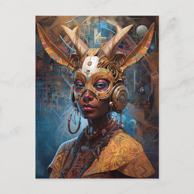 Carte Postale Antelope Headdress Science Fiction Cyberpunk (Devant)