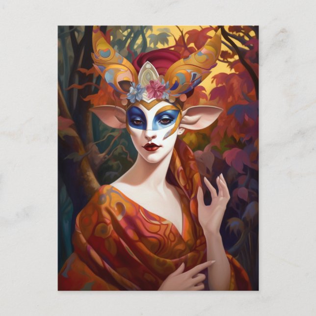 Carte postale Antelope Lady Surreal Imaginaire Art (Devant)