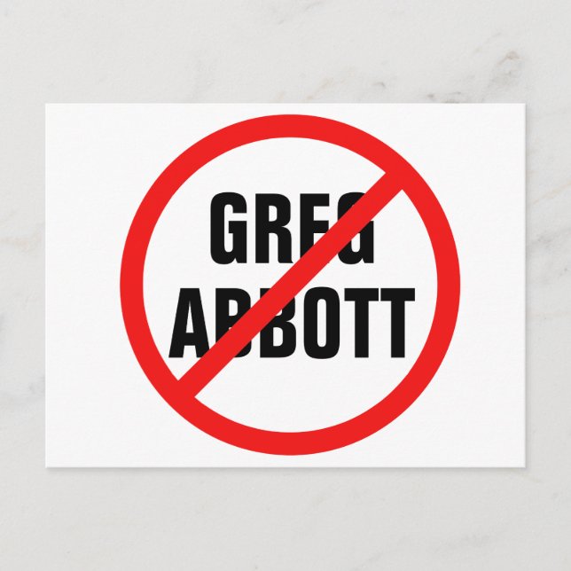 Carte Postale Anti Greg Abbott Texas Democrat (Devant)