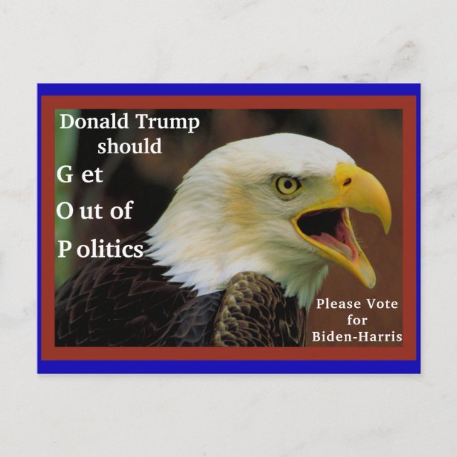 Carte Postale Anti Trump, Pro Biden Angry American Bald Eagle (Devant)
