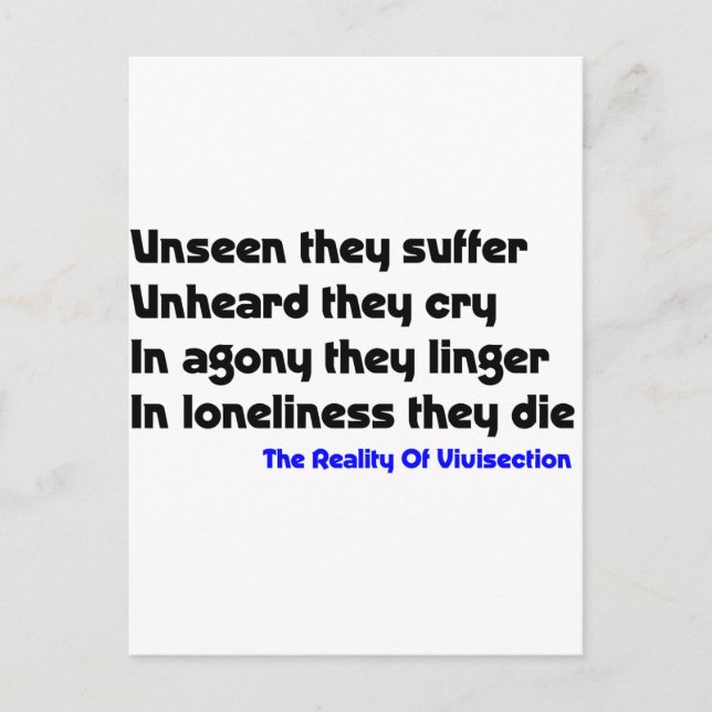 Carte Postale Anti-vivisection (Devant)