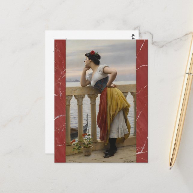 Carte Postale Anticipation par Eugene de Blaas, Art (Devant/Arrière en situation)