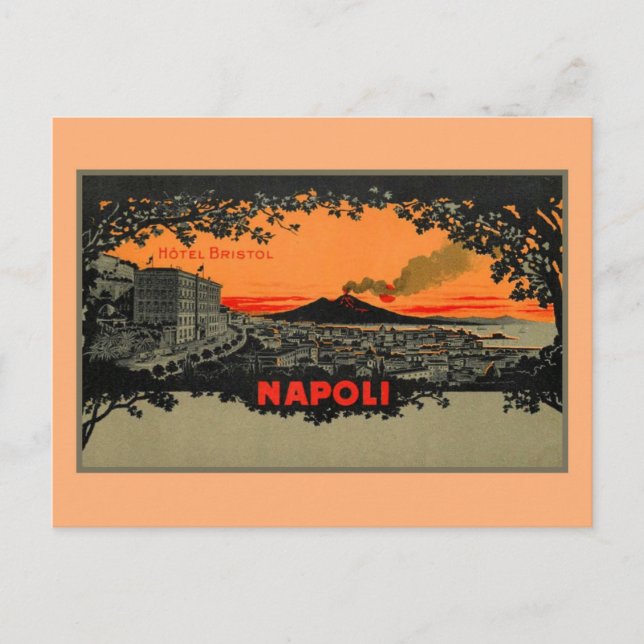 Carte Postale Antique couleur litho Hotel Bristol Naples Napoli (Devant)