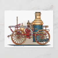 Carte postale antique d'ouvrier chargé des pompes