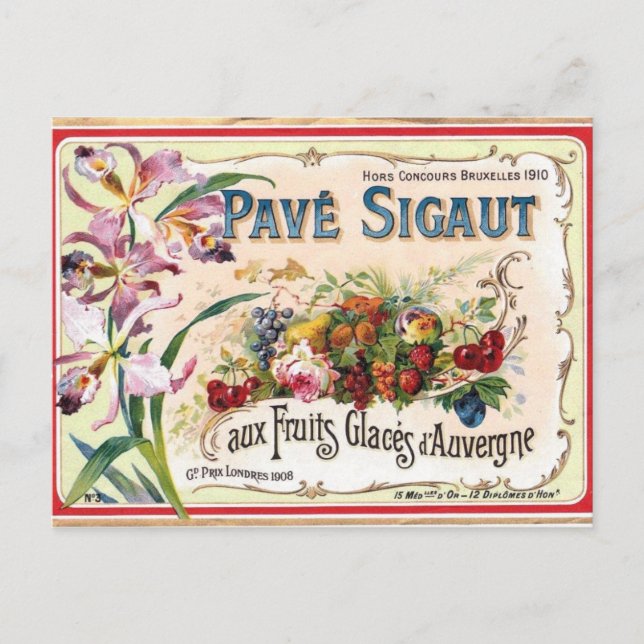 Carte Postale Antique Étiquette PostCard (Devant)