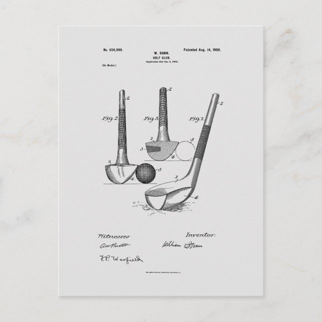 Carte Postale Antique Golf Club 1900, Brevet (Devant)