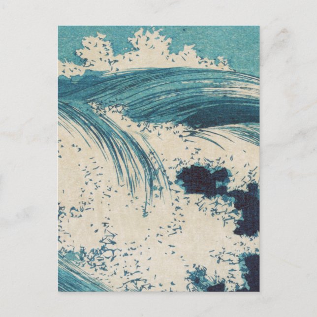 Carte Postale Antique Japonais Bleu Vagues Océan Imprimer (Devant)
