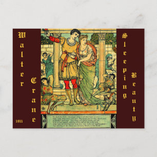 Carte Postale Antique Romantique Walter Crane Sleeping Beauté