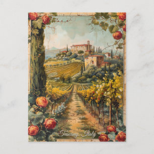 Carte Postale Antique Toscane Romantique Peinture à l'huile Art 