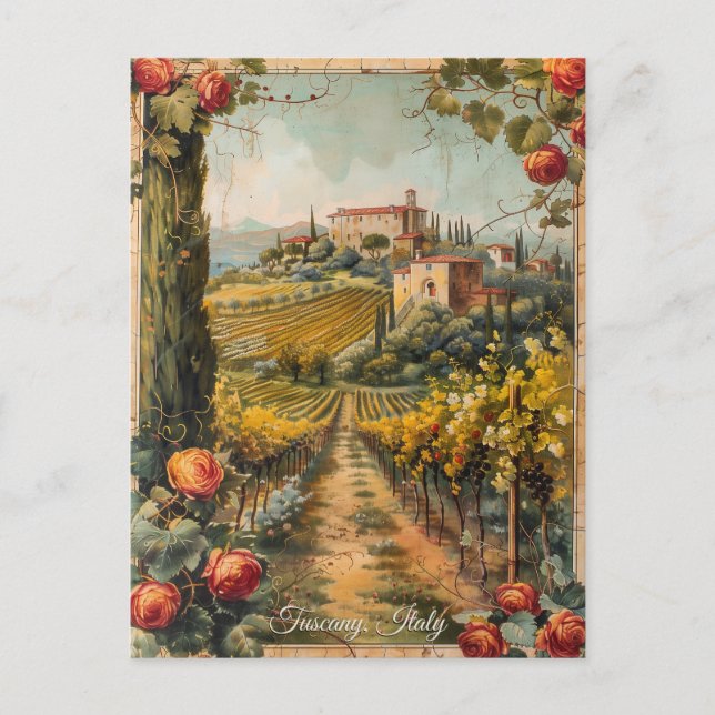 Carte Postale Antique Toscane Romantique Peinture à l'huile Art  (Devant)