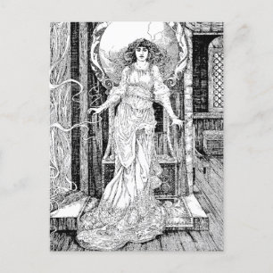 Carte Postale Antique victorienne L'époque de la Dame de Shalott