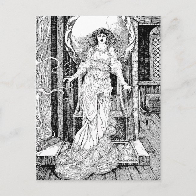 Carte Postale Antique victorienne L'époque de la Dame de Shalott (Devant)
