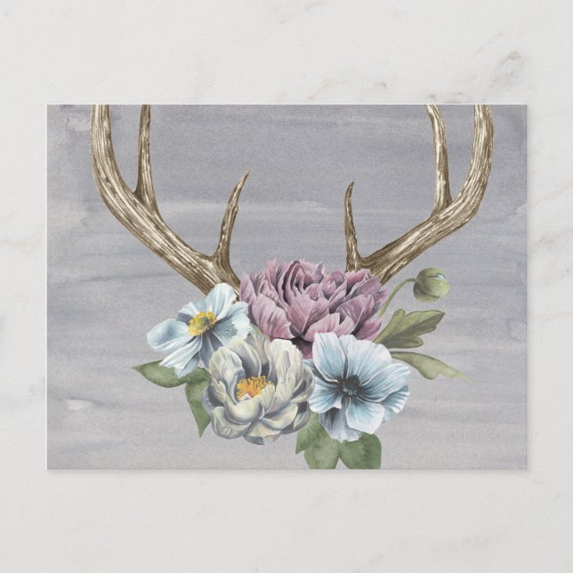 Carte Postale Antlers floraux de cerfs (Devant)