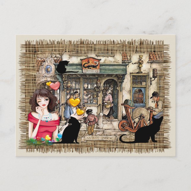 Carte Postale Anton Pieck - Magasin de chimiste (Devant)