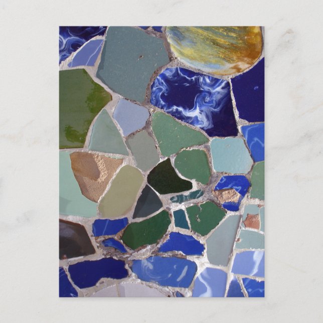 Carte Postale Antoni Gaudi Mosaïques Bleues (Devant)