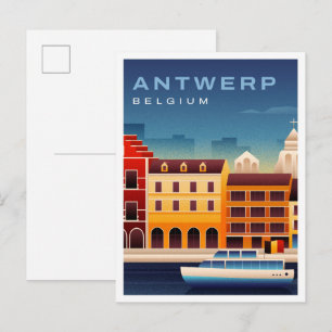 Carte Postale Anvers Belgique Aquarelle Voyage