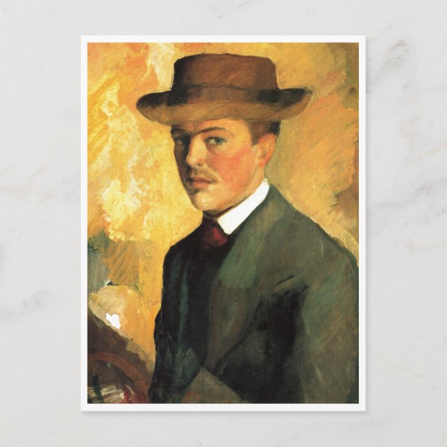 Carte Postale Août Macke - Autoportrait avec huile Casquette 190 (Devant)