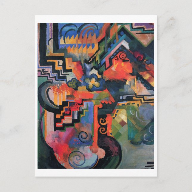Carte Postale Août Macke - Composition des couleurs Ode à Bach 1 (Devant)