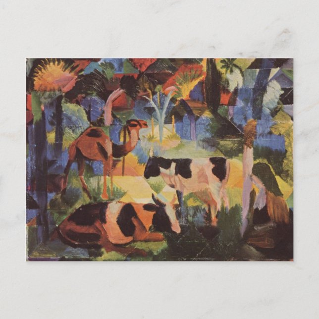 Carte Postale Août Macke Paysage avec vaches et chameau (Devant)