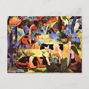 Carte Postale Août Macke - Paysage avec vaches et un chameau