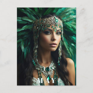 Carte Postale *~ AP53 Boho MAY Goddess Anniversaire Émeraude