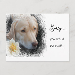 Carte Postale *~  AP61 Cheveux courts tristes Chien Fleur Malade