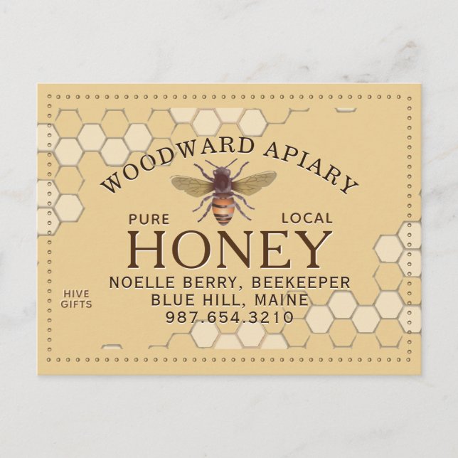 Carte Postale Apiary Honeycomb abeille jaune (Devant)