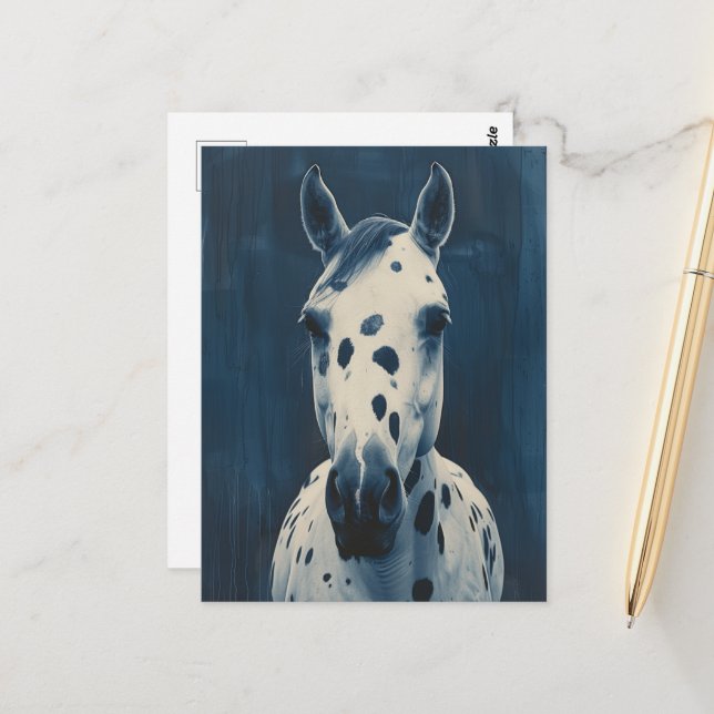 Carte Postale Appaloosa cyanotype (Devant/Arrière en situation)