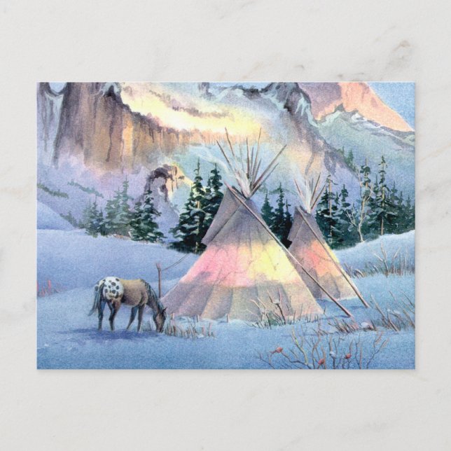 Carte Postale APPALOOSA HORSE TIPI CAMP par SHARON SHARPE (Devant)